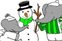 Colora Babar e il pupazzo di neve Colora Babar e il pupazzo di neve